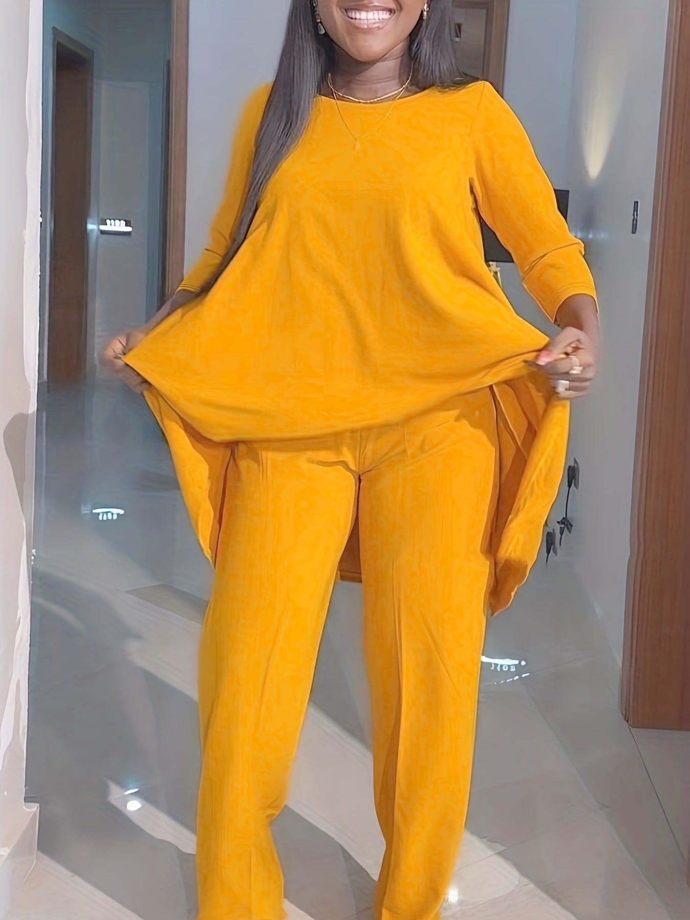 Plus Size Long Sleeve Two Piece Set